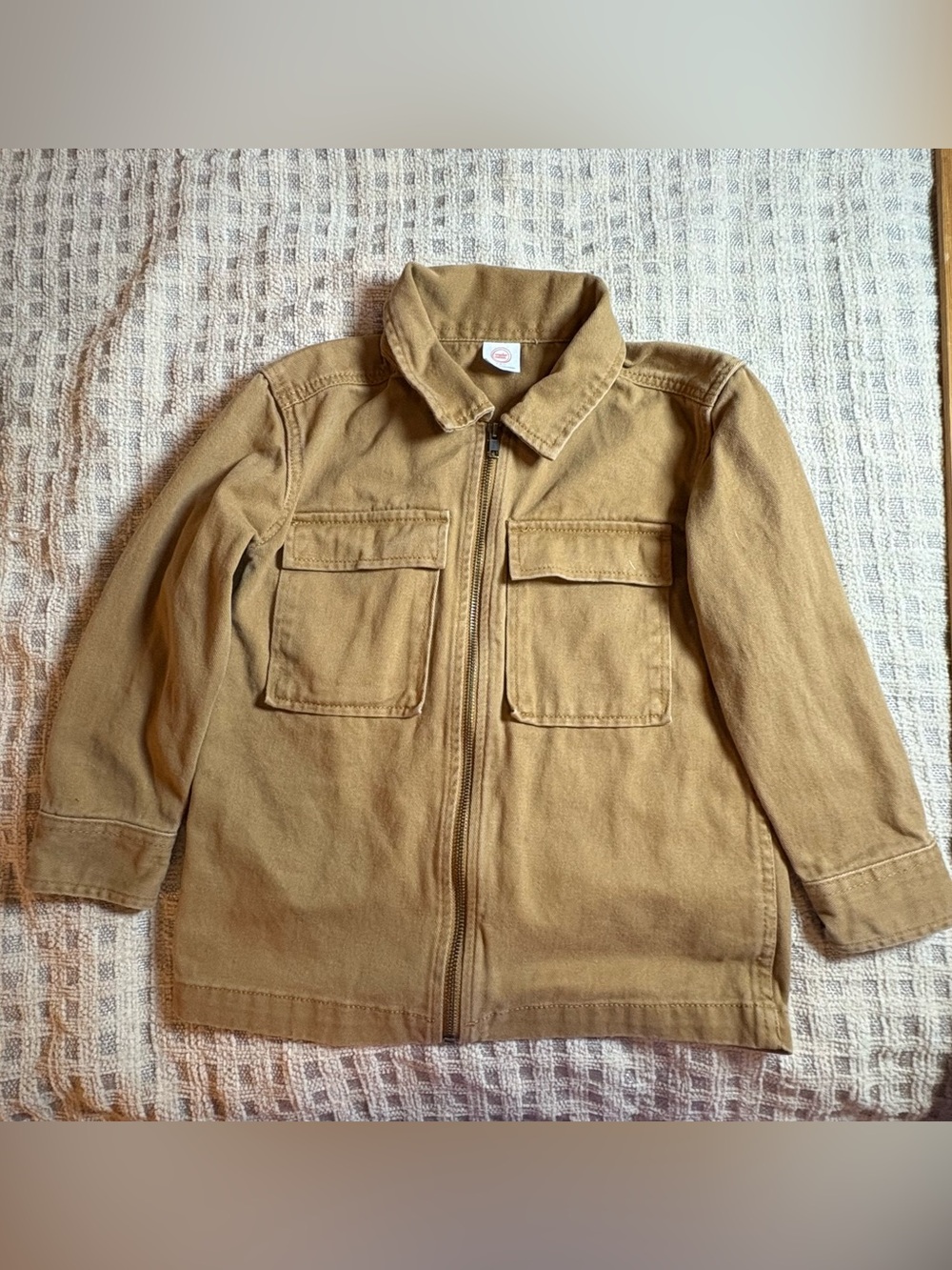 wonder nation Kids' Tan Zip Jacket with Front Flap Pockets